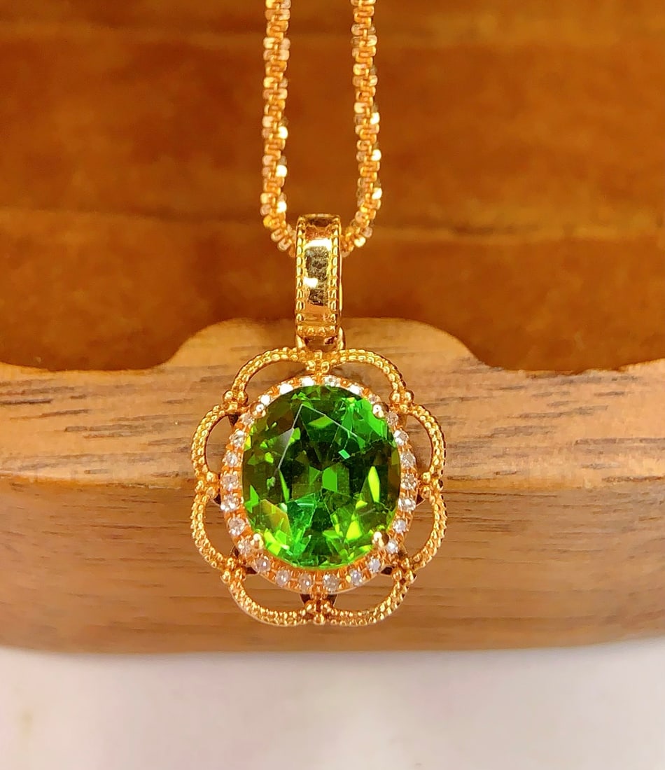 18K Gold Natural Tourmaline Pendant - 3