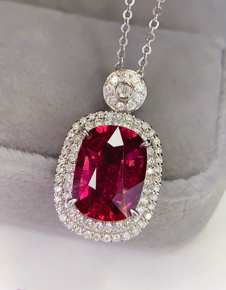 18K Gold Natural Tourmaline Pendant - 2