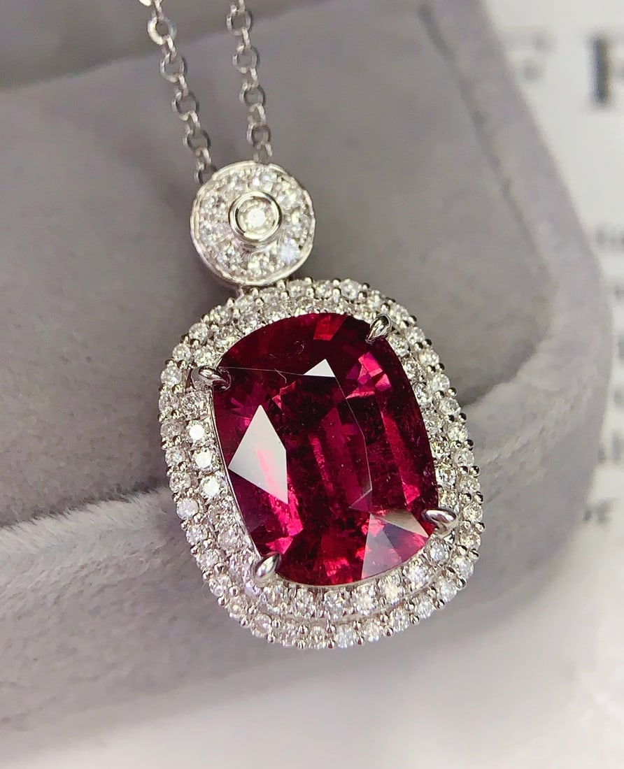 18K Gold Natural Tourmaline Pendant - 4