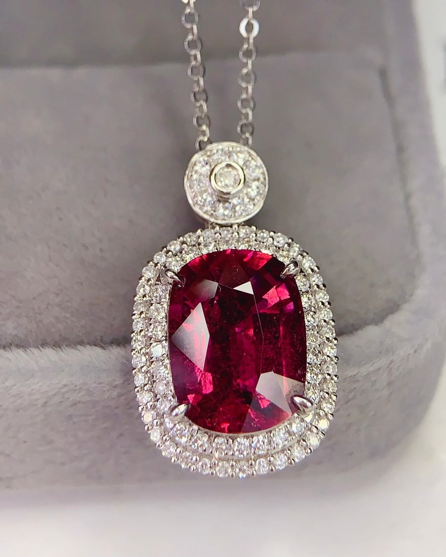 18K Gold Natural Tourmaline Pendant - 5