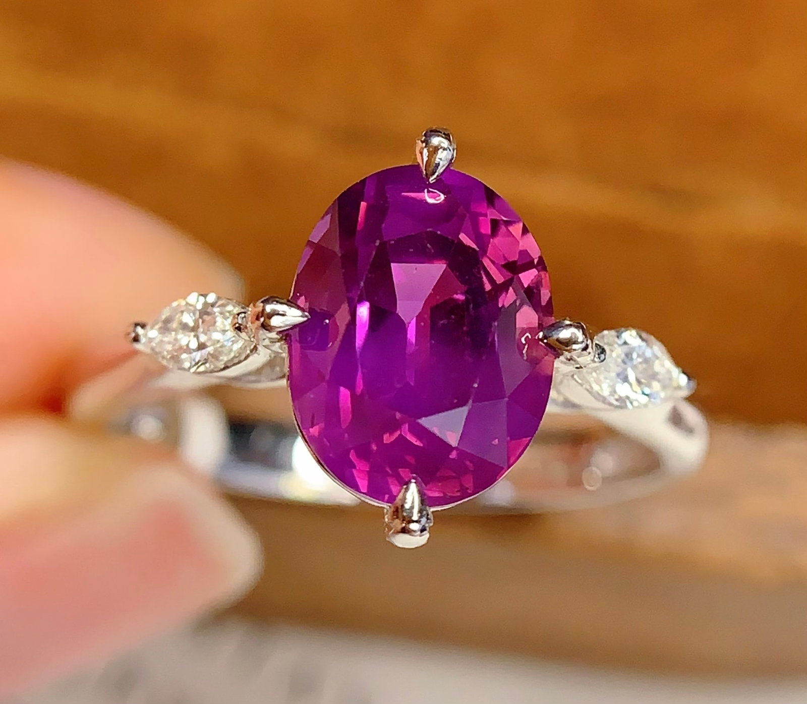 PT950 Natural Fancy Blue Sapphire Ring - 2