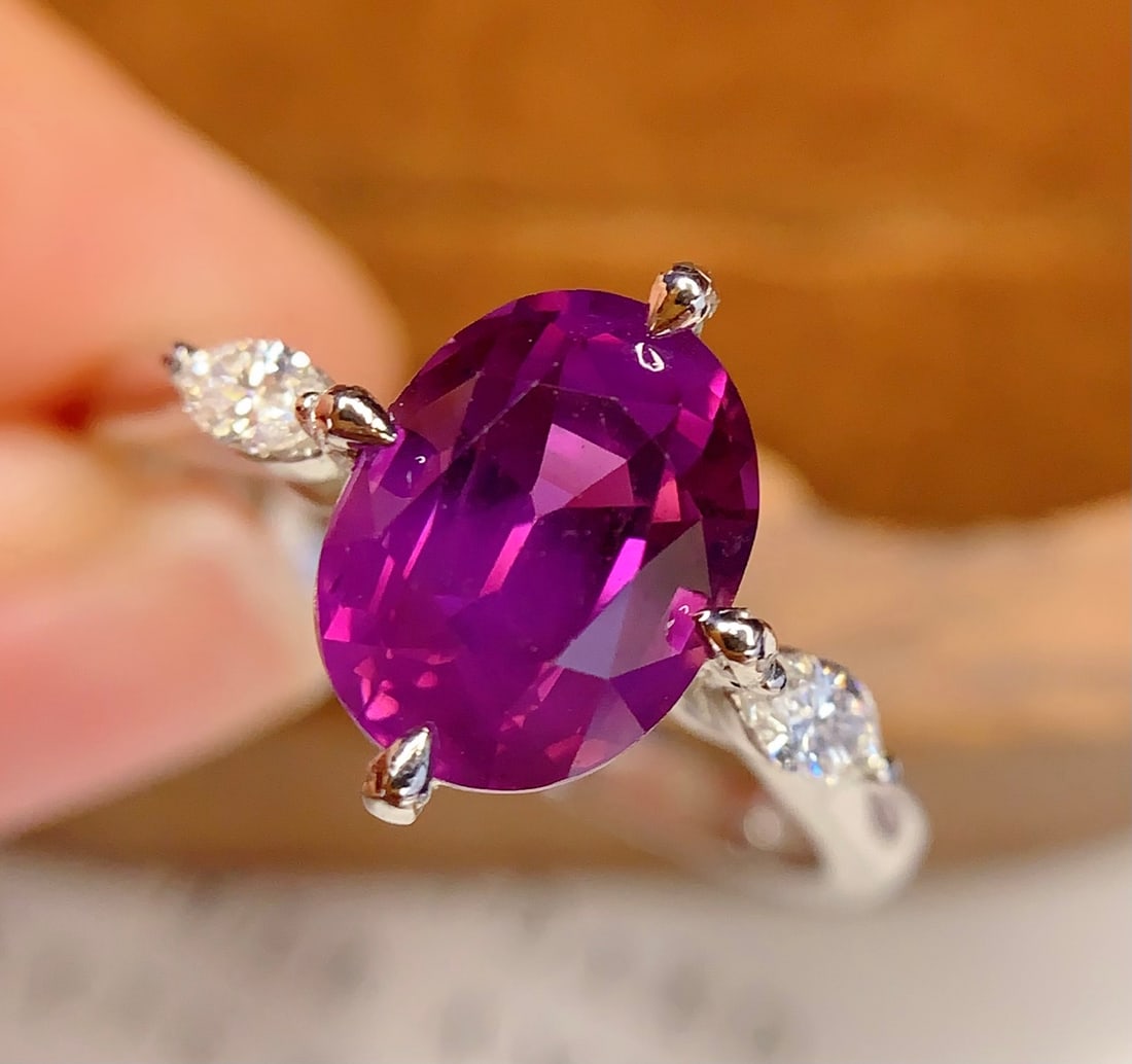 PT950 Natural Fancy Blue Sapphire Ring - 3