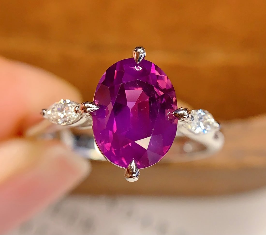 PT950 Natural Fancy Blue Sapphire Ring - 4