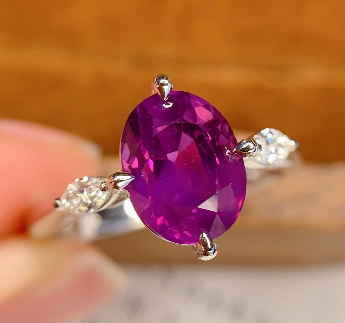 PT950 Natural Fancy Blue Sapphire Ring - 5