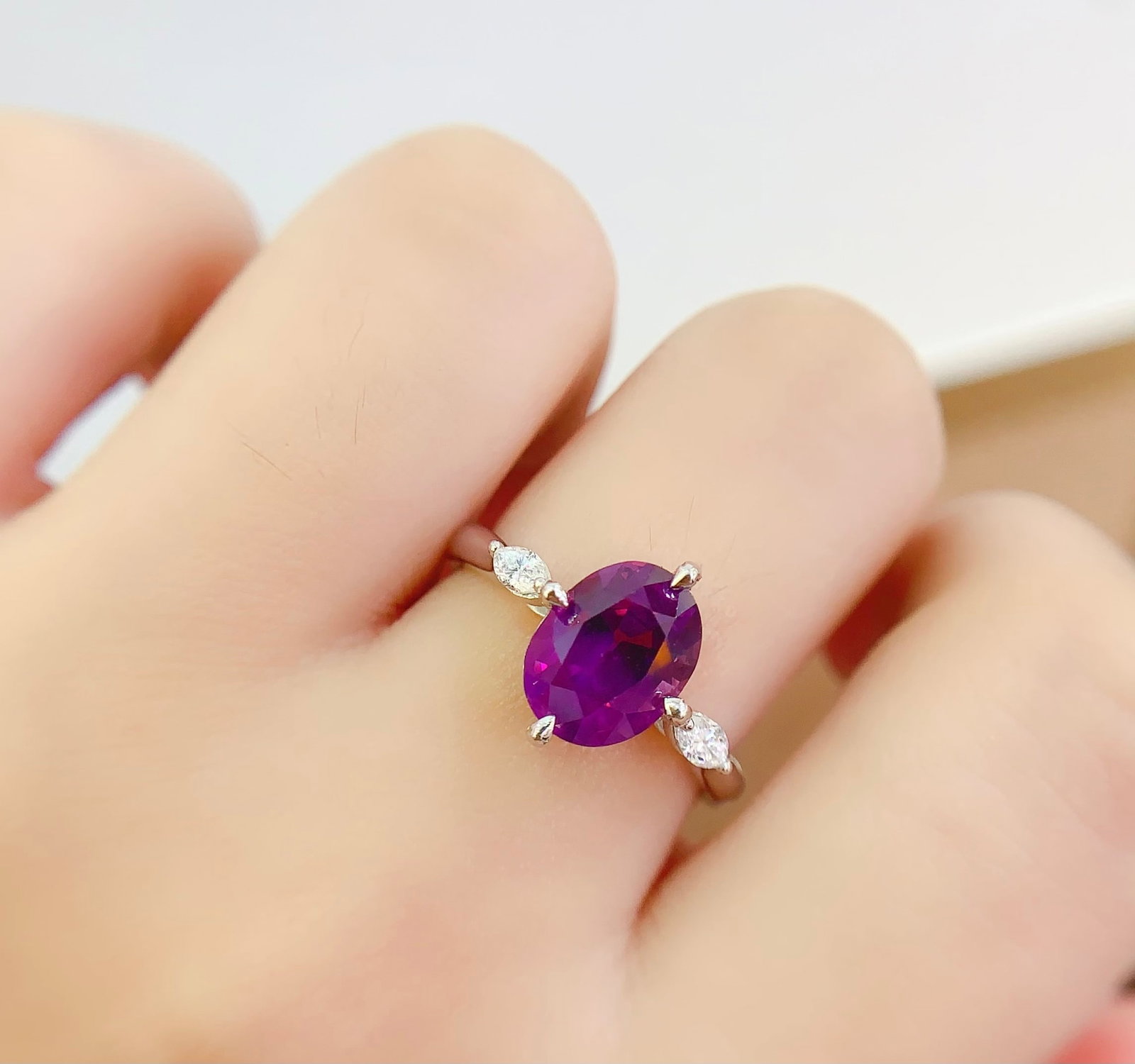 PT950 Natural Fancy Blue Sapphire Ring - 6