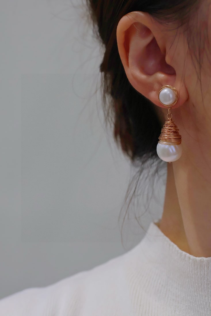 Natural Freshwater Pearl Earrings - 4