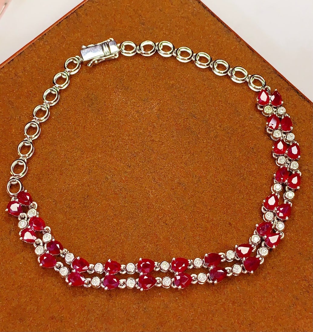 18K Gold Natural Ruby Bracelet - 4