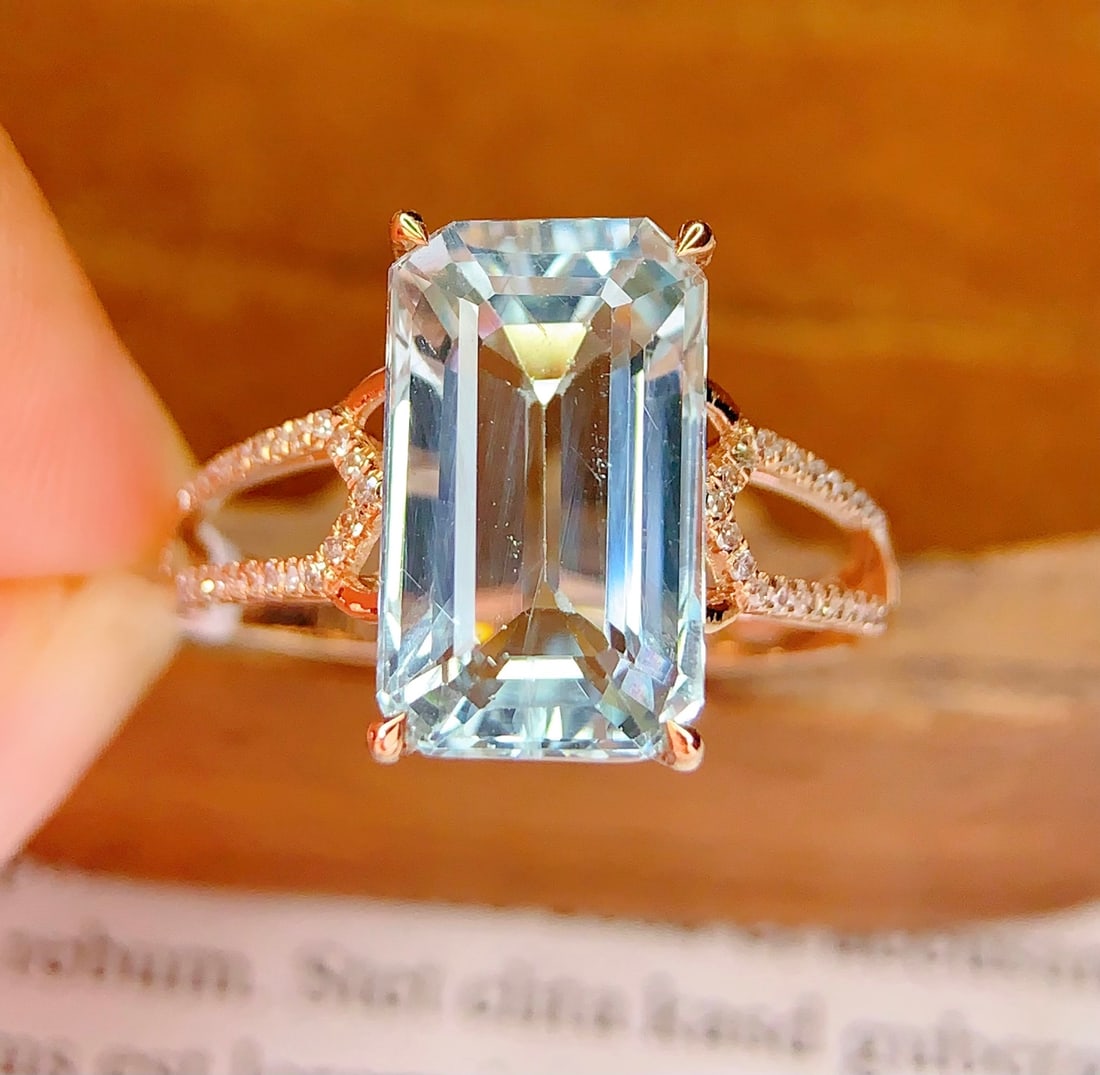 18K Gold Natural Aquamarine Ring - 2