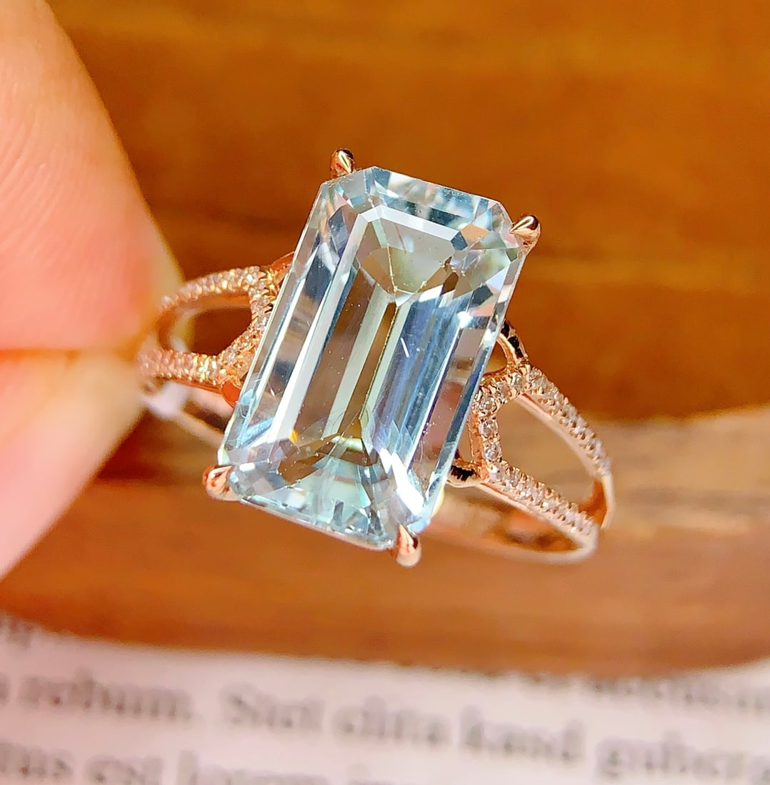 18K Gold Natural Aquamarine Ring - 3