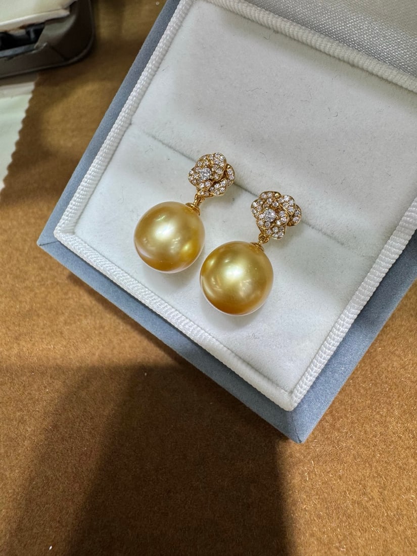 18K gold natural gold bead earrings - 3
