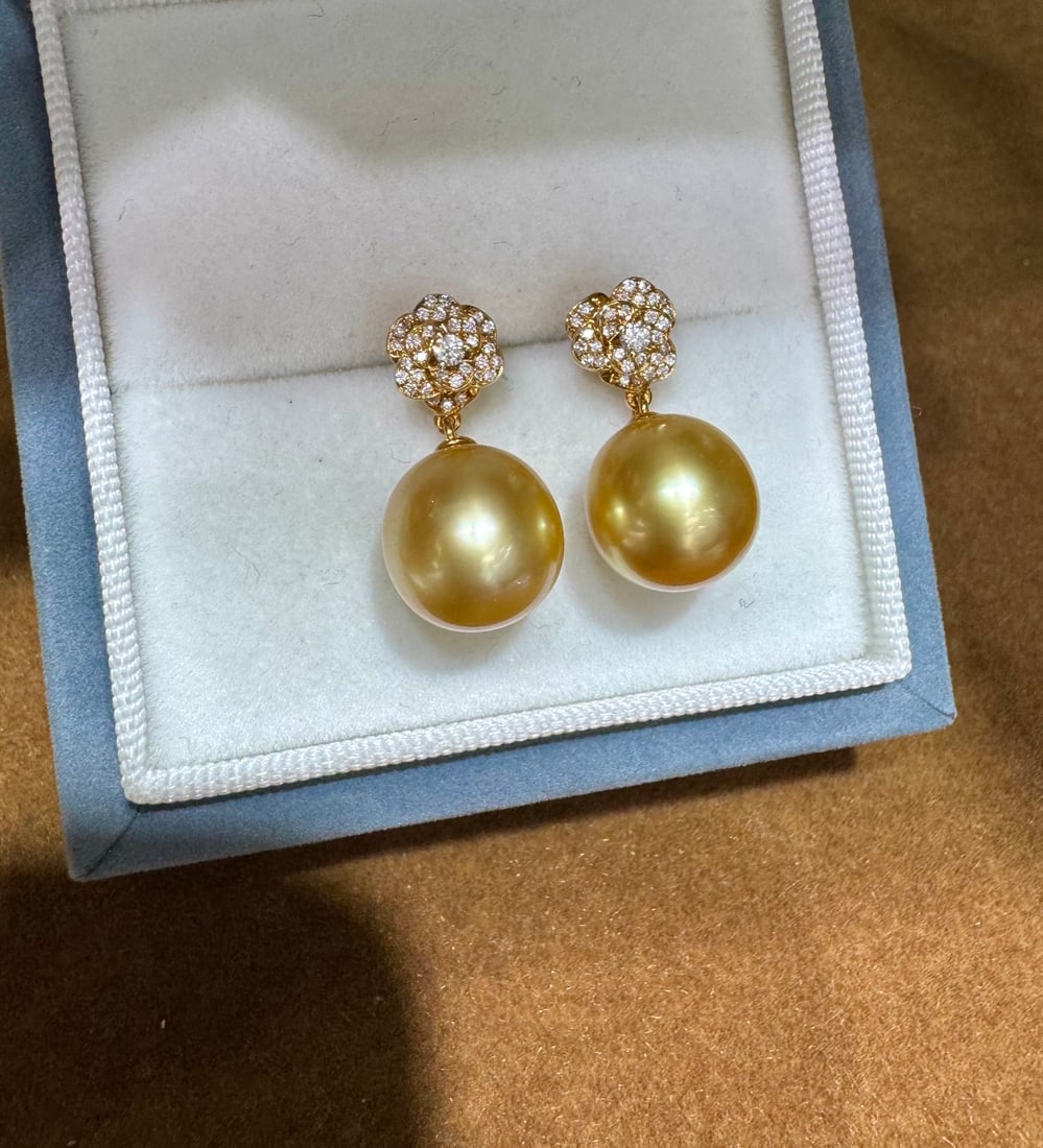 18K gold natural gold bead earrings - 4