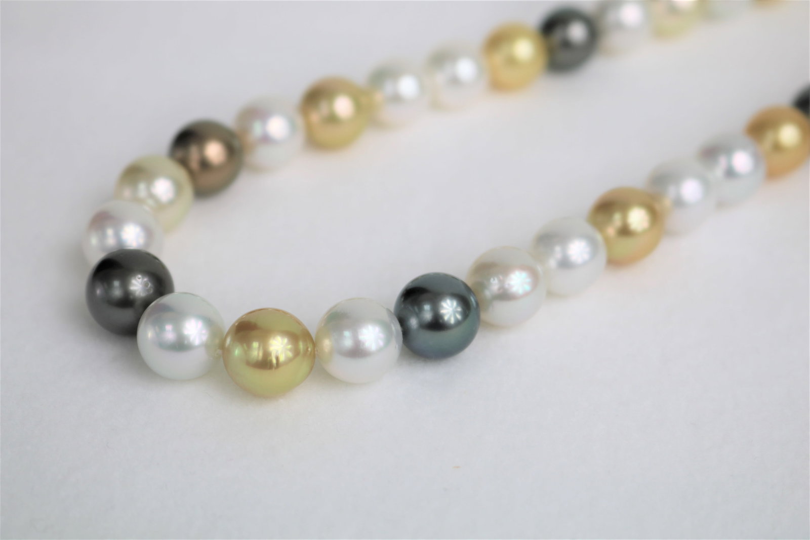 10-12mm Golden South Sea and Tahitian Multi Color Round Necklace with 14k Clasp - 2
