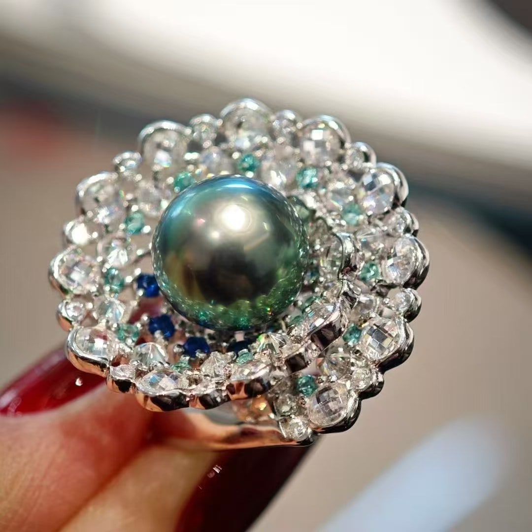 Sterling Silver Tahitian Black Pearl Ring - 2