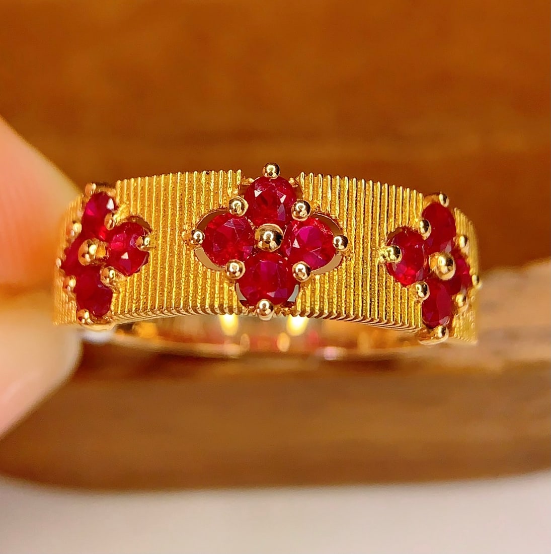 18K Gold Natural Ruby Ring - 2