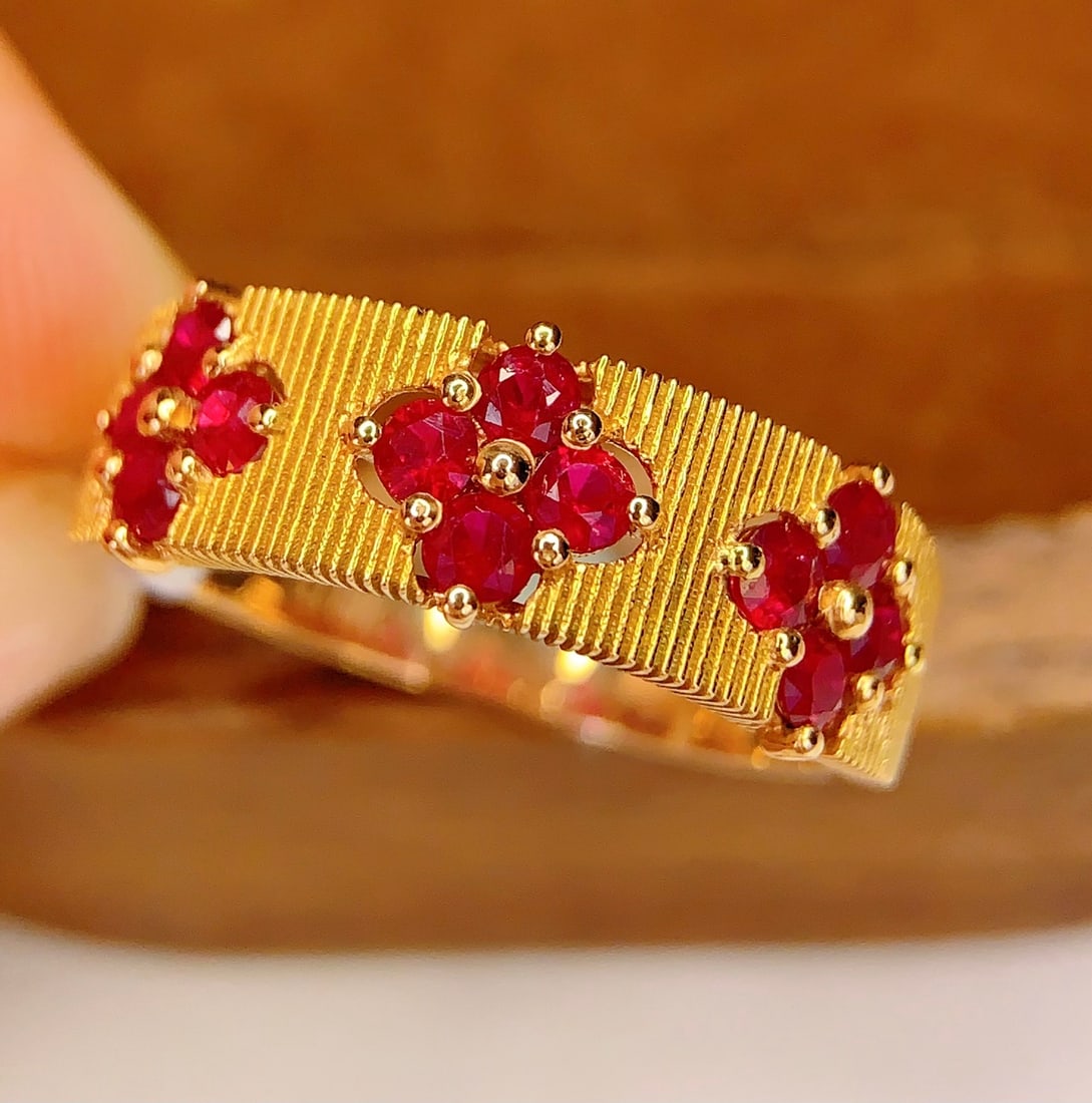 18K Gold Natural Ruby Ring - 3