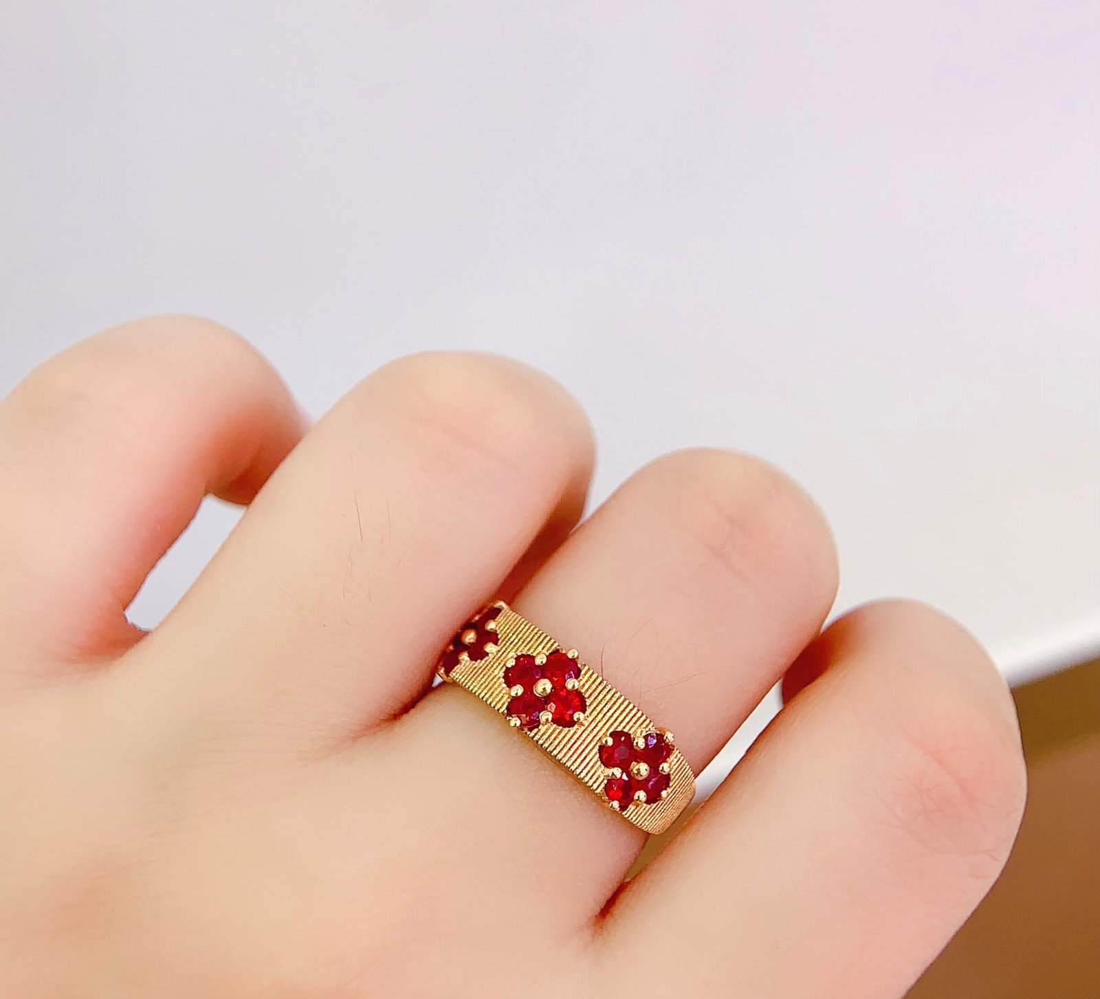 18K Gold Natural Ruby Ring - 6