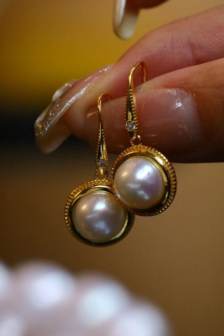 Silver-Plated Natural Freshwater Pearl Earrings - 2