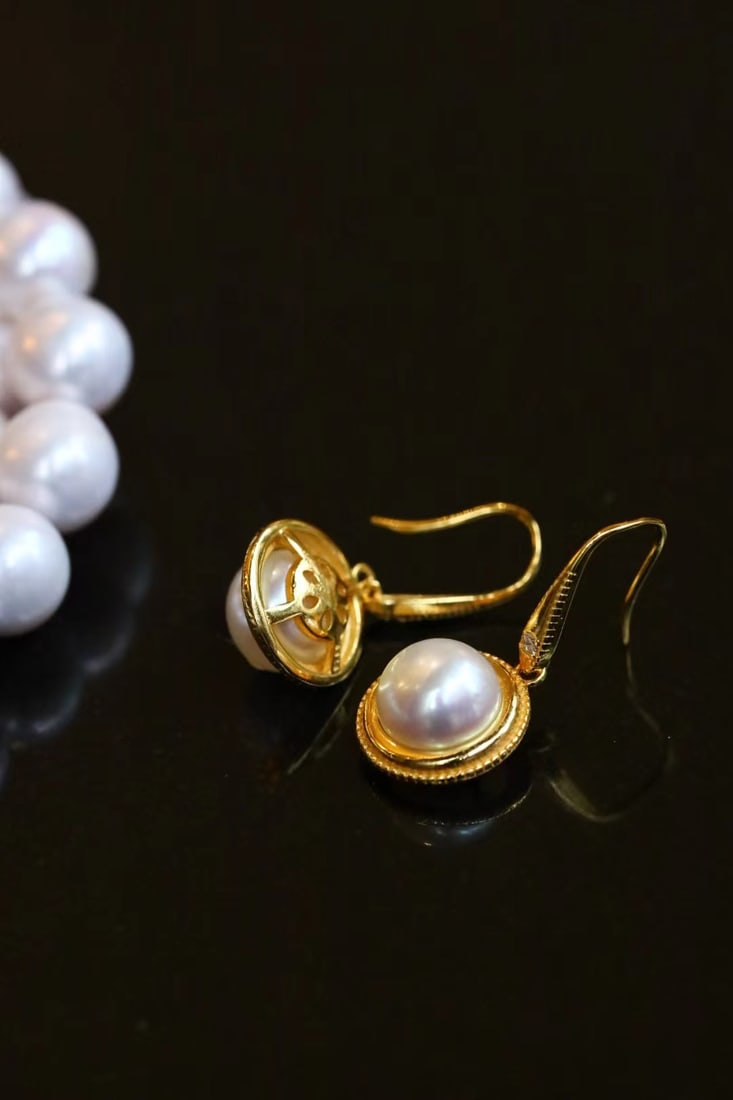Silver-Plated Natural Freshwater Pearl Earrings - 4