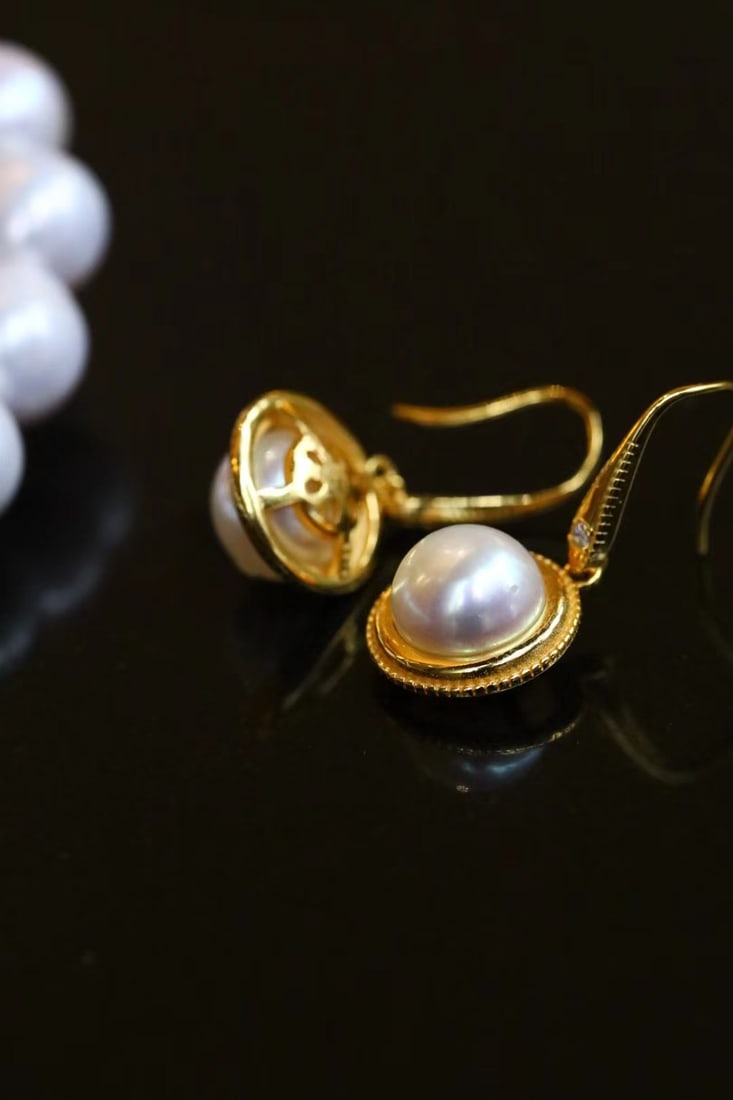 Silver-Plated Natural Freshwater Pearl Earrings - 5