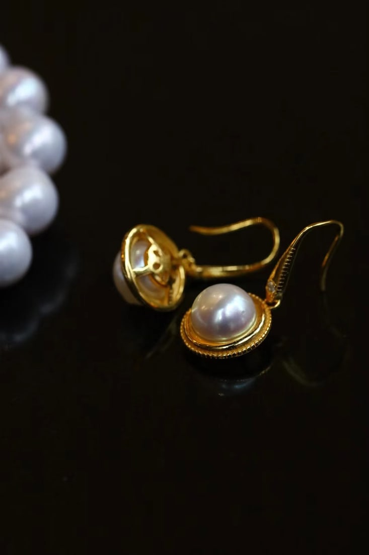 Silver-Plated Natural Freshwater Pearl Earrings - 6