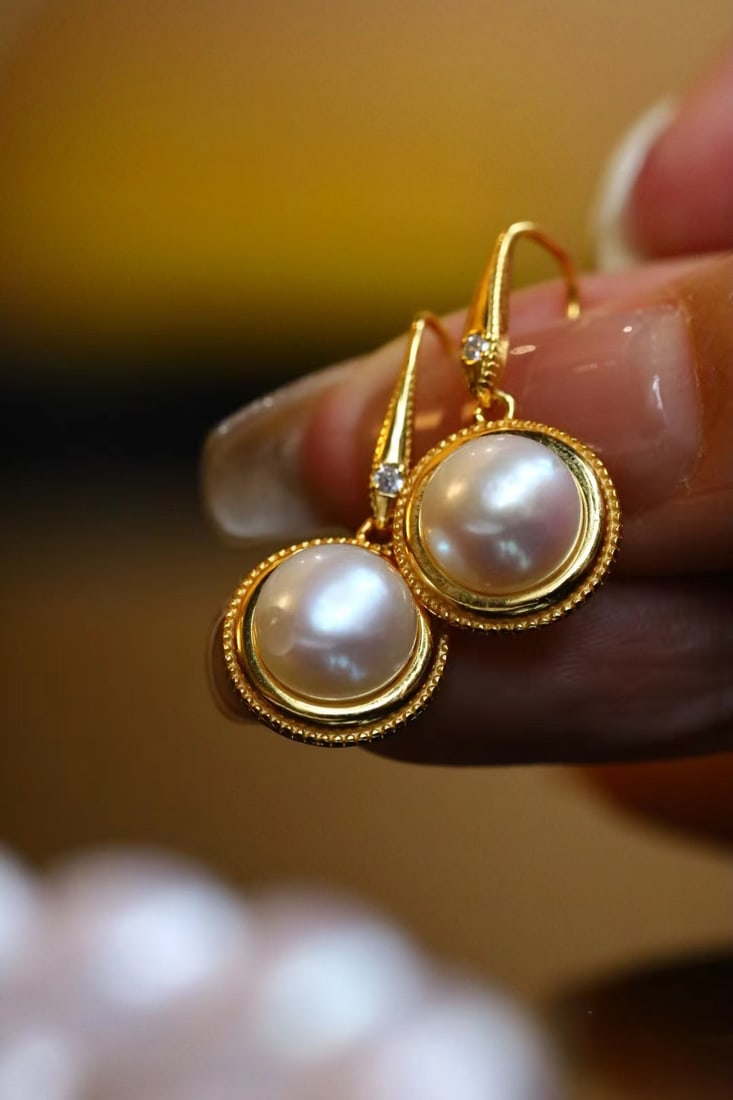 Silver-Plated Natural Freshwater Pearl Earrings - 8