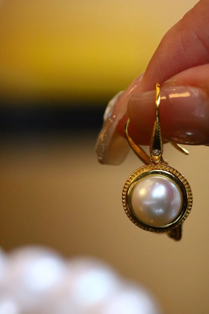 Silver-Plated Natural Freshwater Pearl Earrings - 9