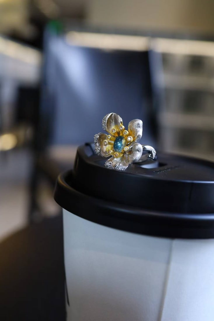 Silver-Plated Natural Topaz Ring - 2