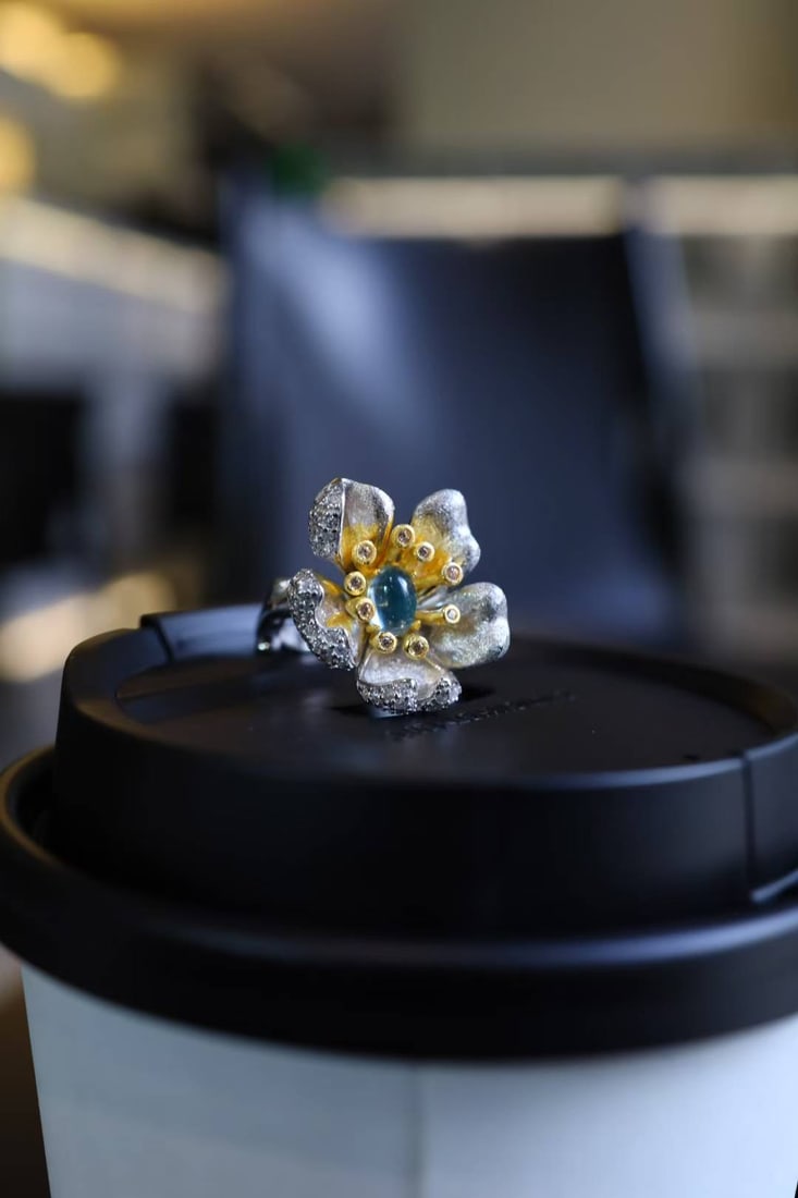 Silver-Plated Natural Topaz Ring - 3