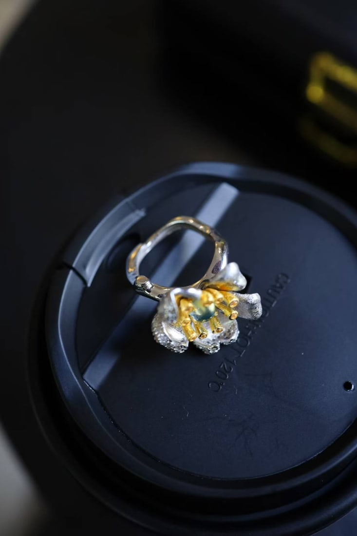 Silver-Plated Natural Topaz Ring - 4