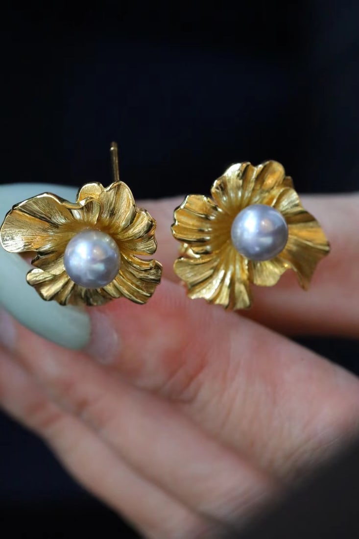 S925 Akoya Seawater Pearl Stud Earrings - 4