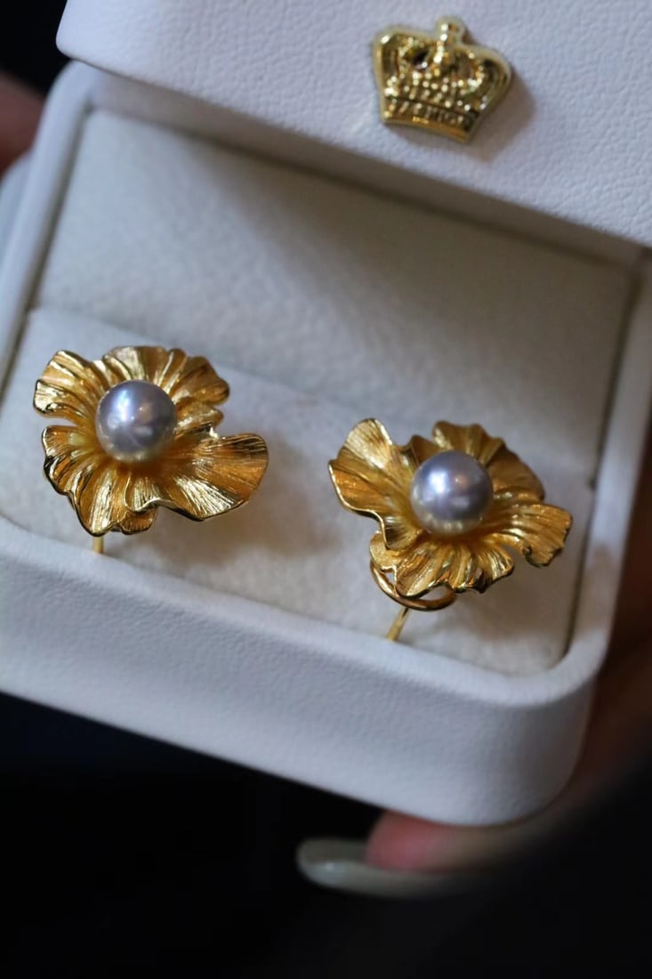 S925 Akoya Seawater Pearl Stud Earrings - 5