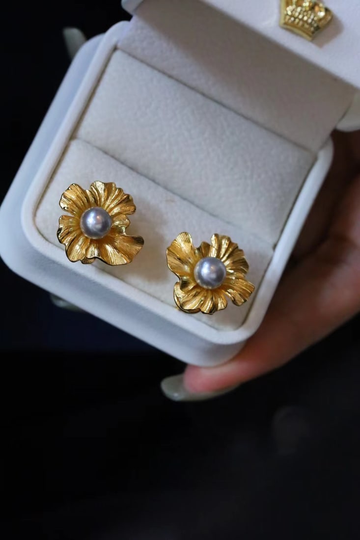 S925 Akoya Seawater Pearl Stud Earrings - 7