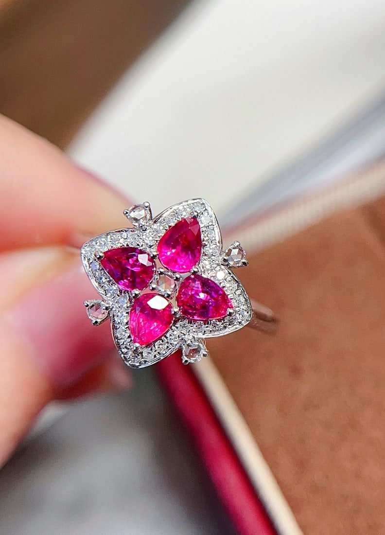 18K Gold Unheated Ruby Ring - 2
