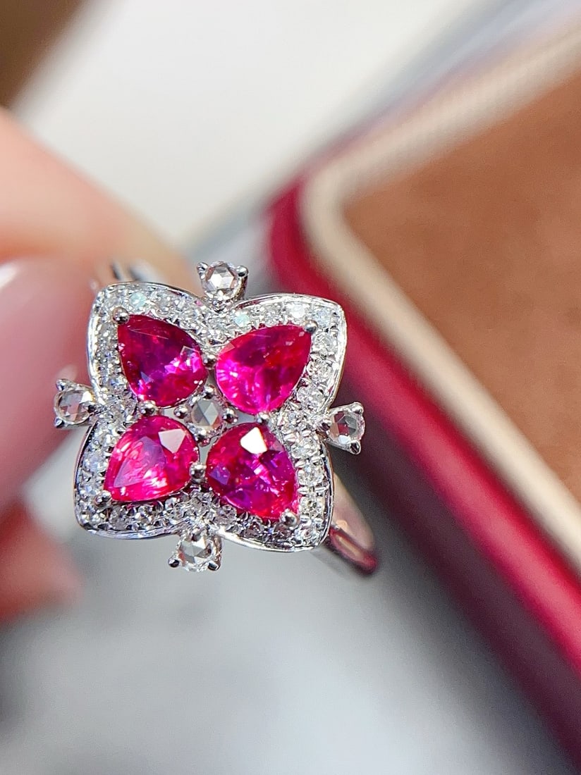18K Gold Unheated Ruby Ring - 4