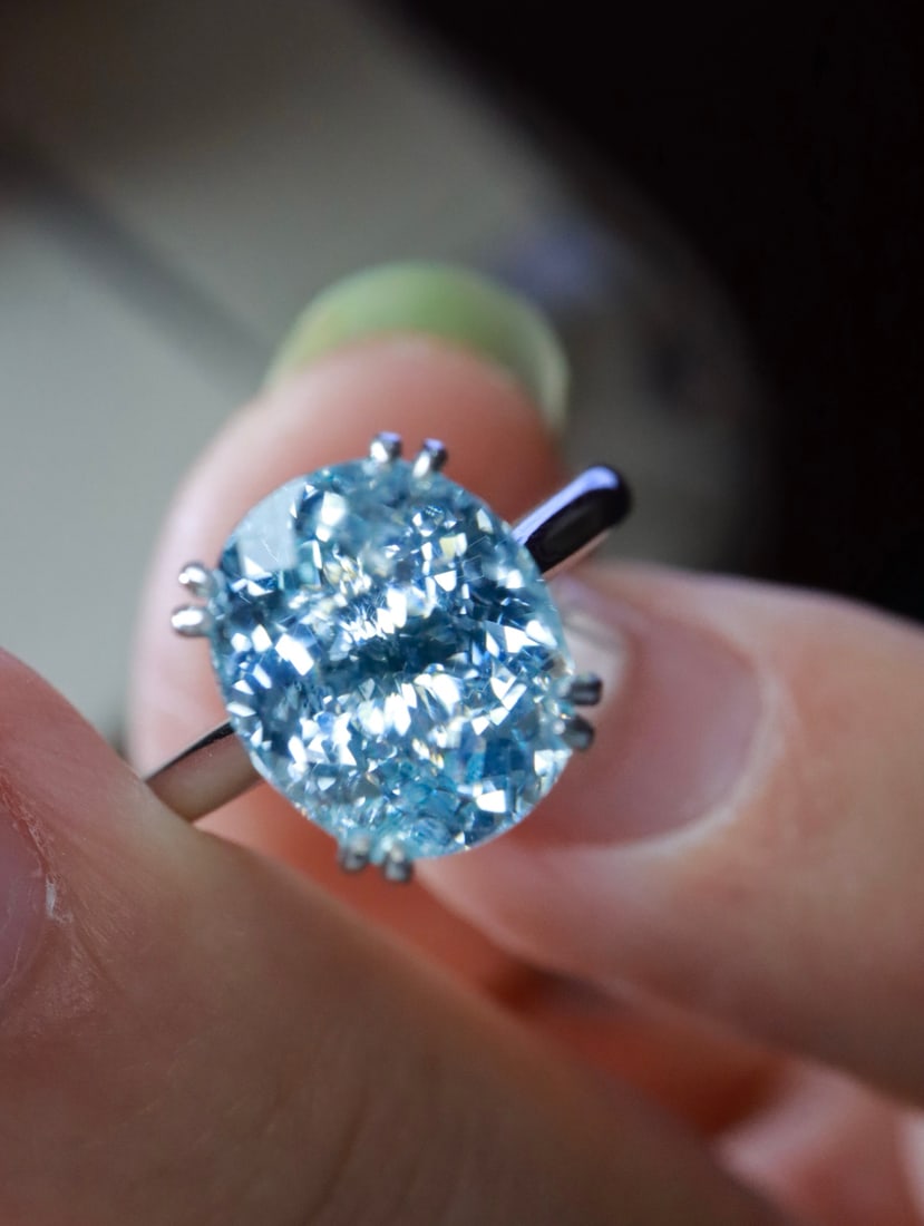 18K Gold Natural Aquamarine Ring - 2