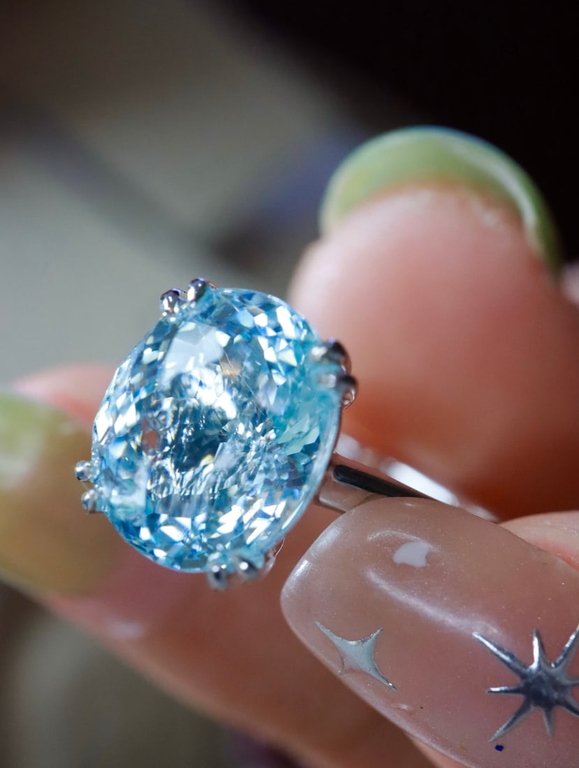 18K Gold Natural Aquamarine Ring - 3