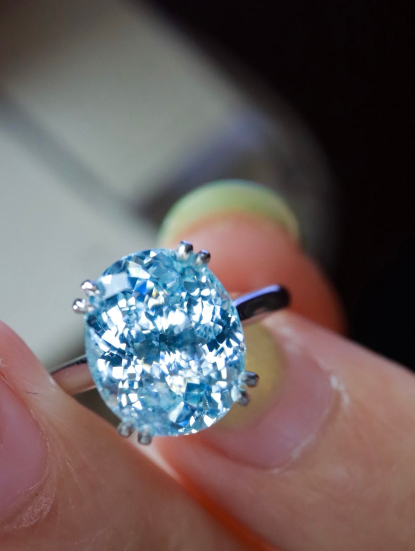 18K Gold Natural Aquamarine Ring - 5