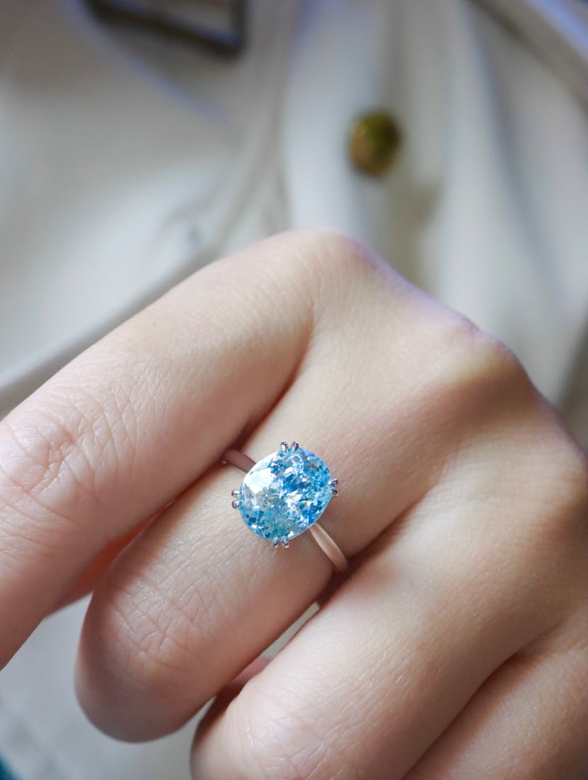 18K Gold Natural Aquamarine Ring - 6