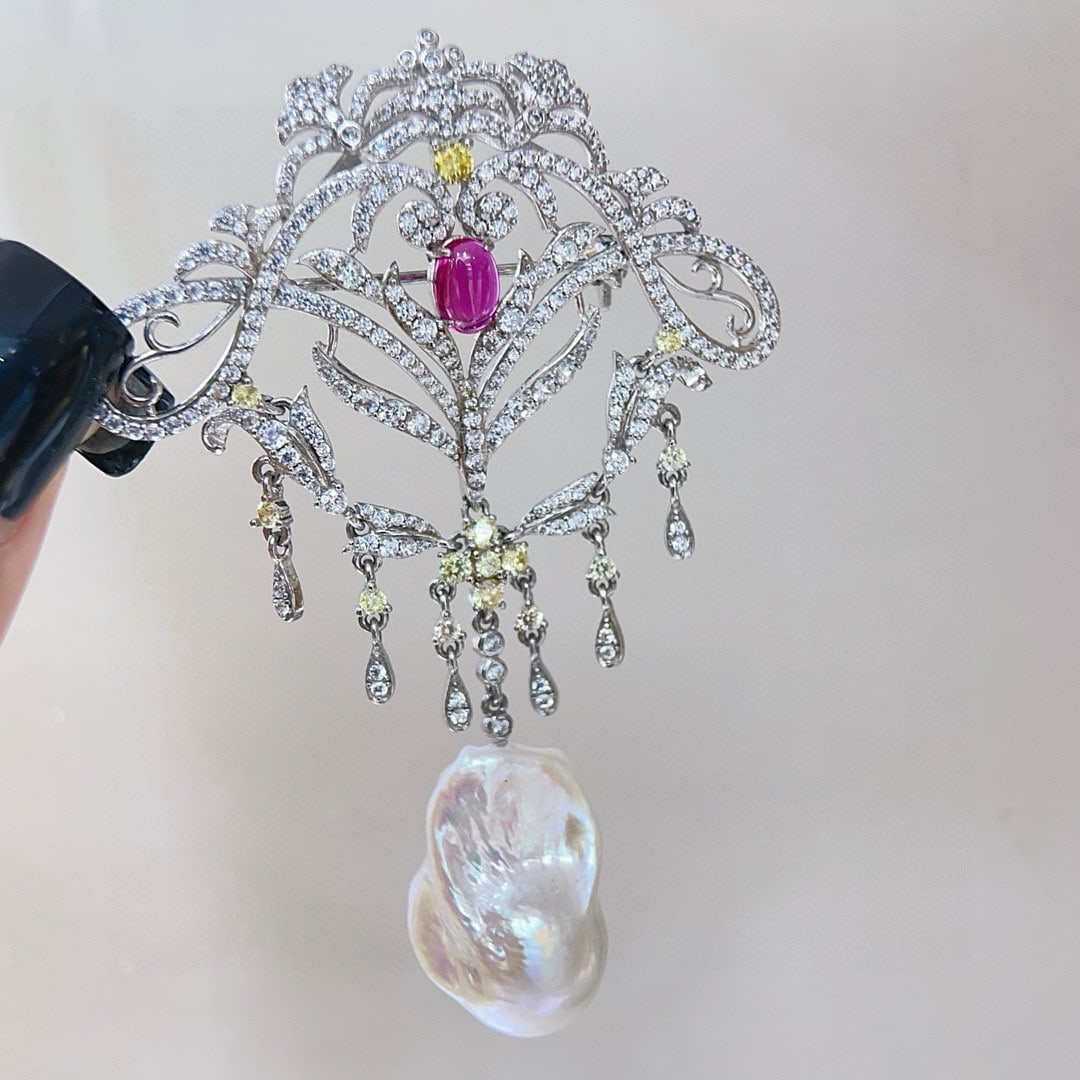 925 Silver Baroque Pearl Brooch - 2