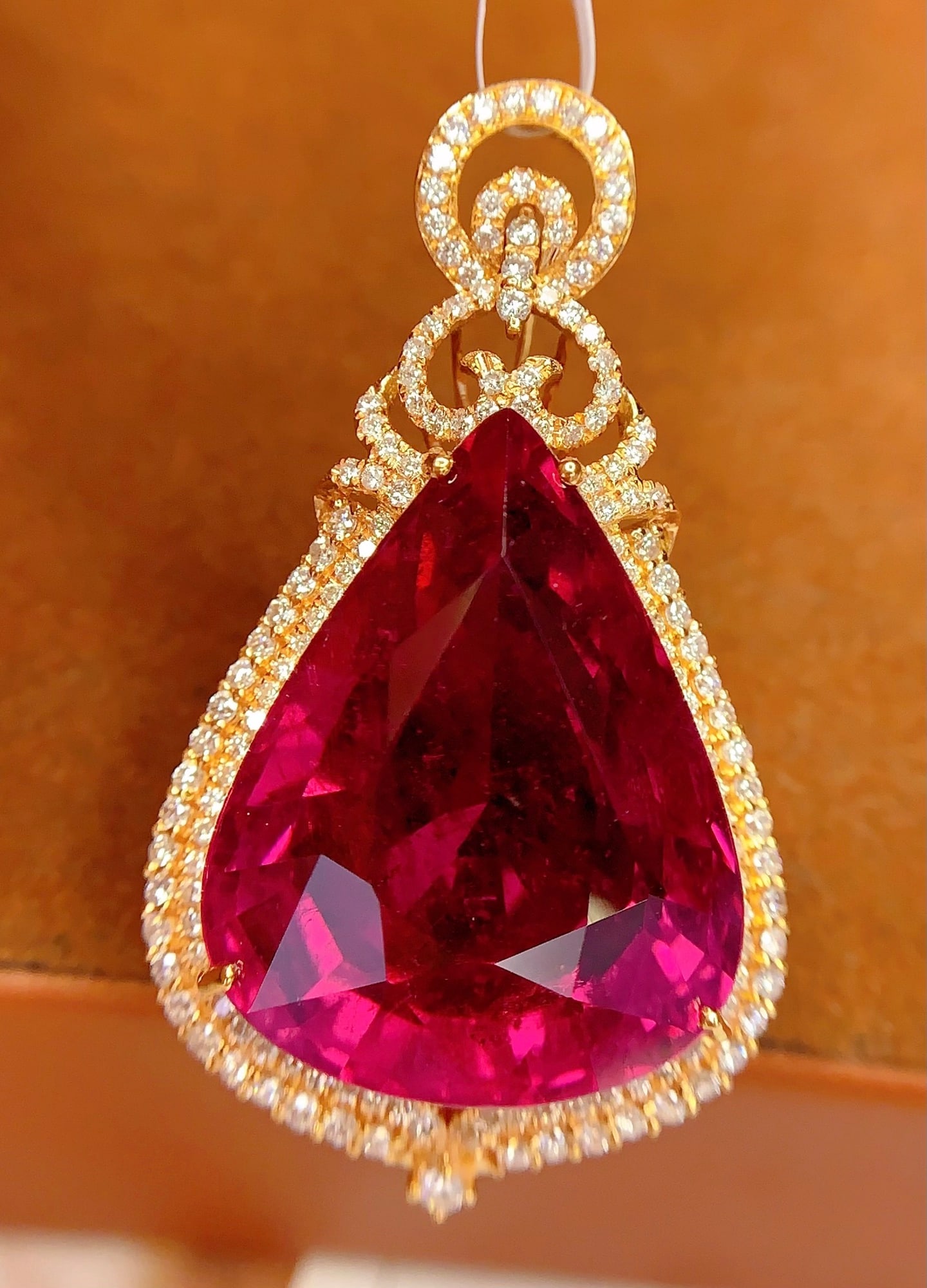 18K Gold Natural Tourmaline Pendant - 2
