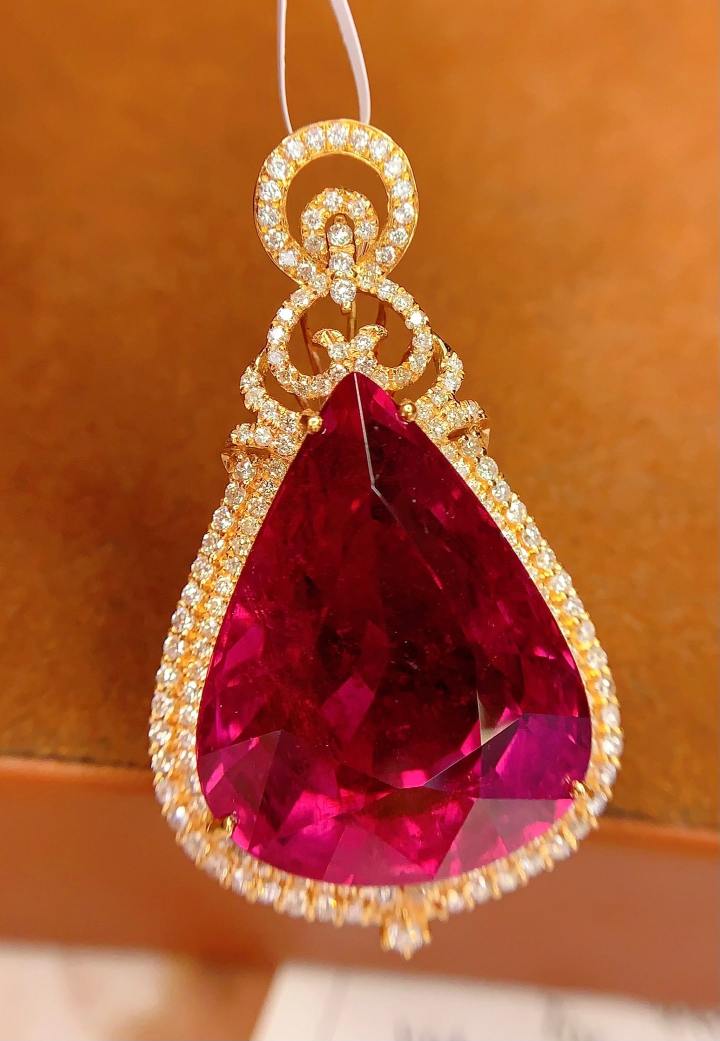 18K Gold Natural Tourmaline Pendant - 4