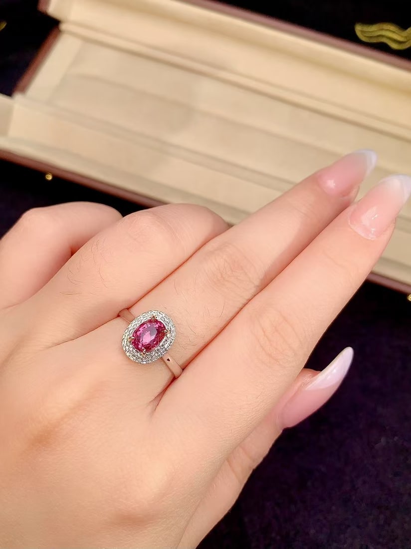 18K Gold Unheated Padparadscha Sapphire Ring - 2