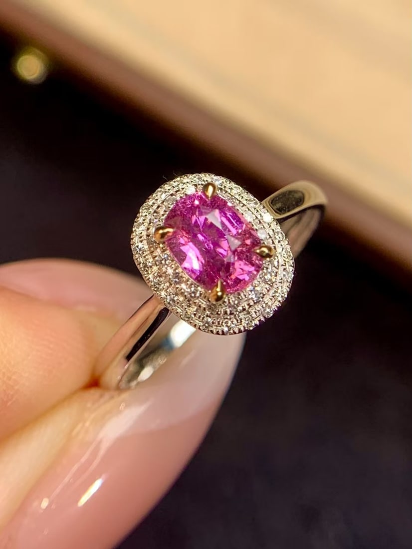 18K Gold Unheated Padparadscha Sapphire Ring - 3