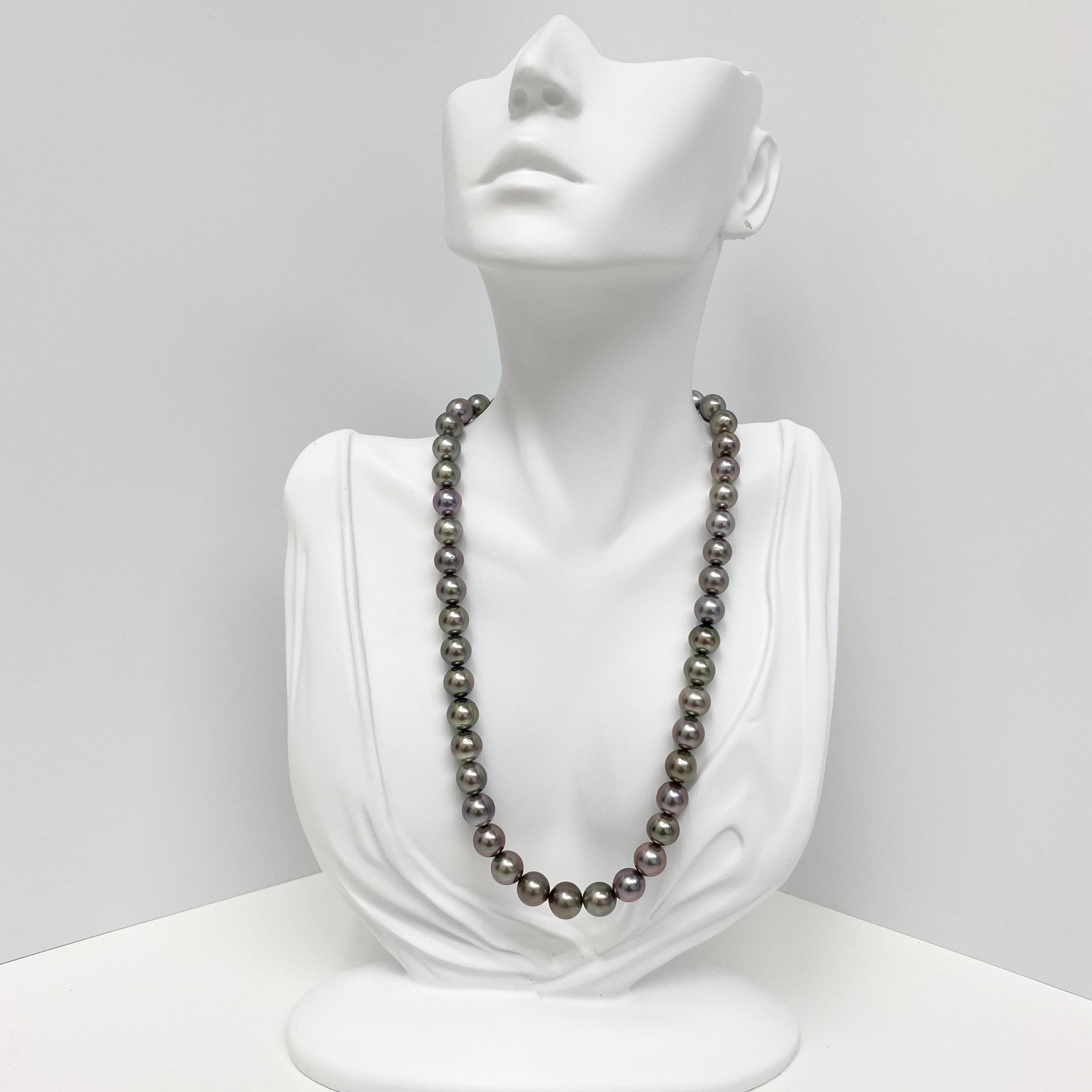 8-10mm Tahitian Silver Lavender Near-Round Pearl Necklace with 14k Clasp - 3