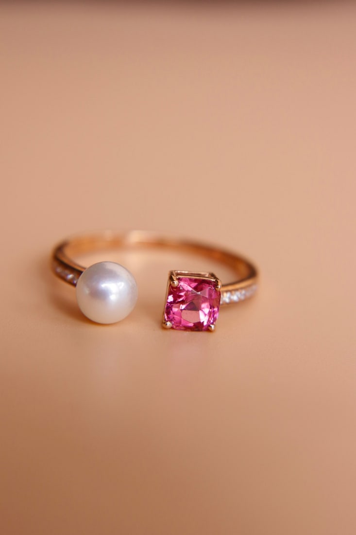18K Gold Red Tourmaline Ring - 4