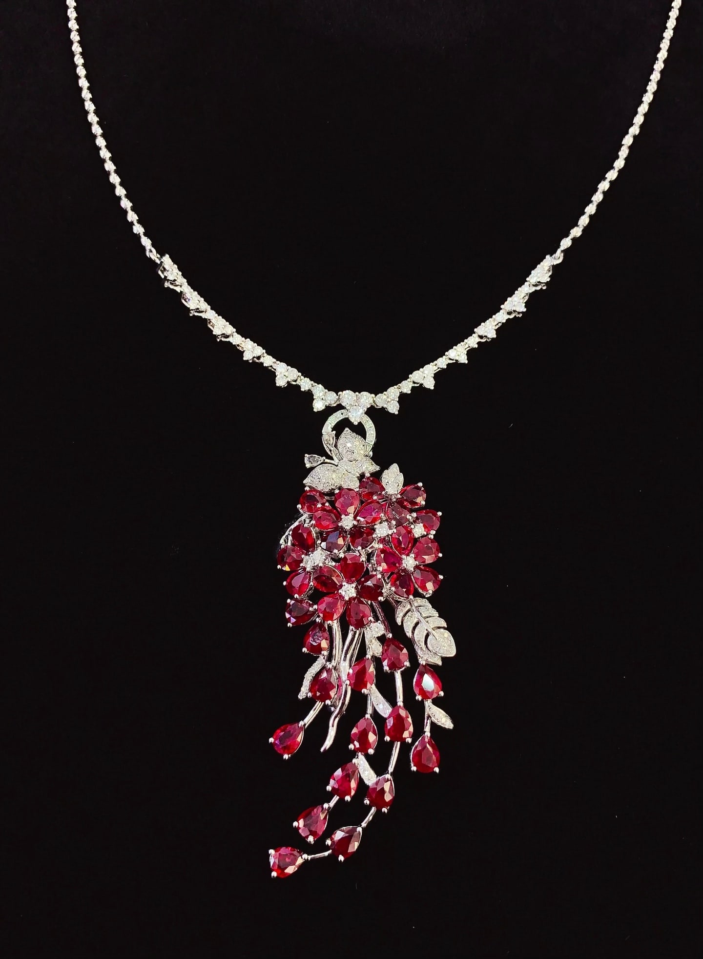 18K Gold Natural Ruby Pendant Brooch - 5