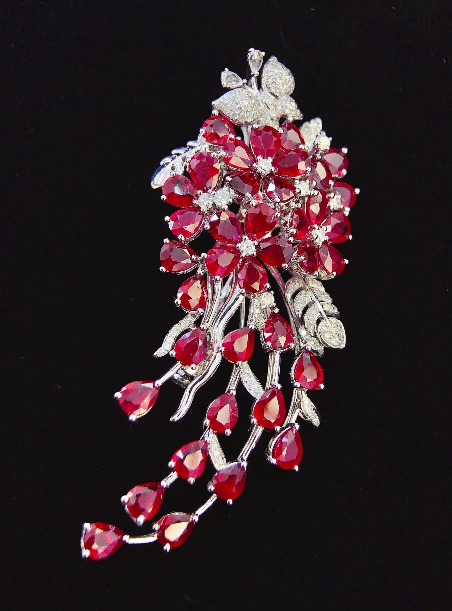 18K Gold Natural Ruby Pendant Brooch - 6