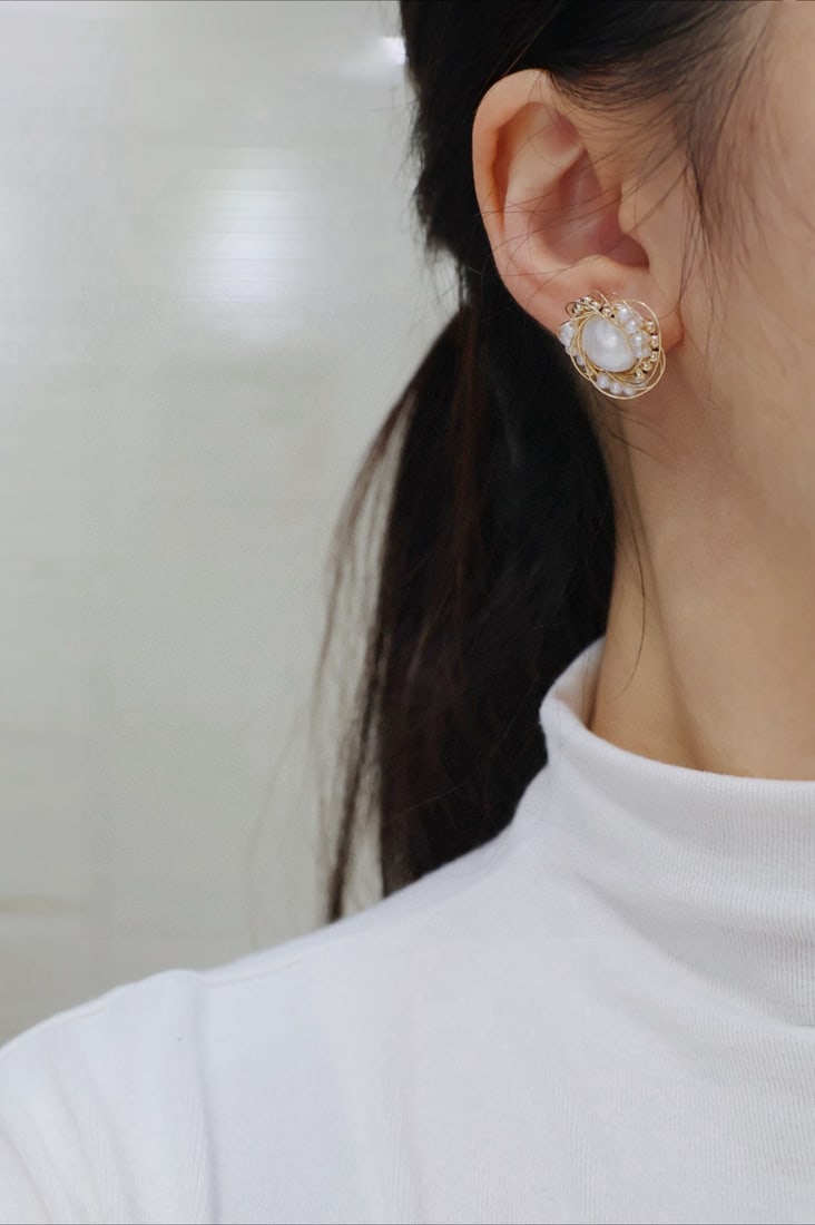 Natural Freshwater Pearl Earrings - 4