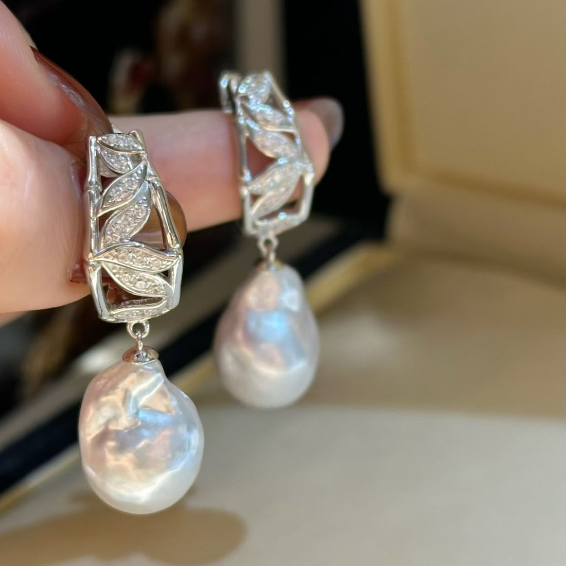 Silver Baroque Pearl Earrings - 2