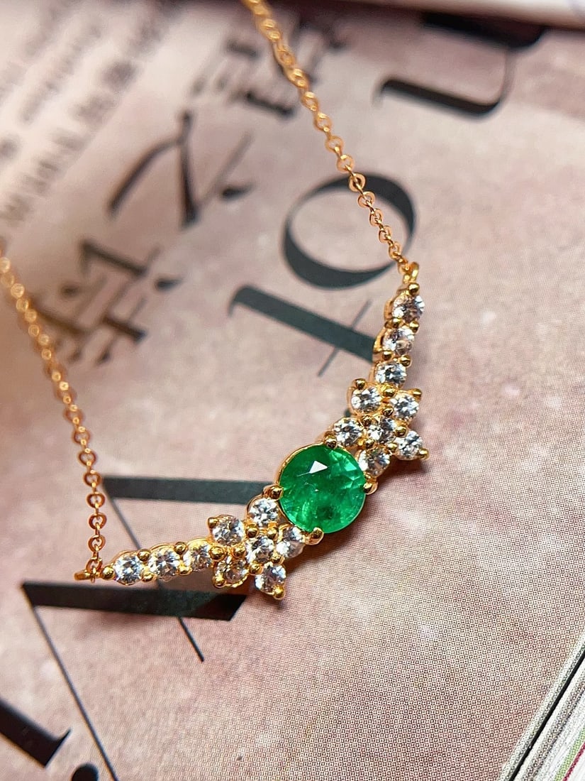 18K Gold Emerald Necklace - 3